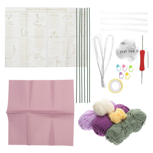 Conjunto Kit De Crochê De Tulipa Para Iniciantes Com Tricô E Buquê