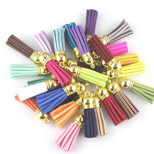 35 borlas suede 4 cm para chaveiros, celulares, e artesanato