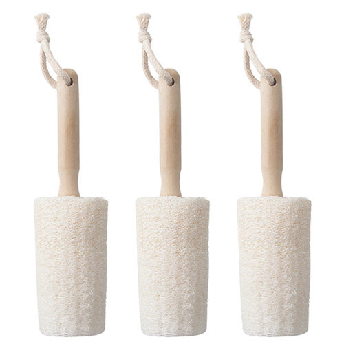 3Pcs Escovas De Esponja Vegetal Com Madeira Para Cozinha 2