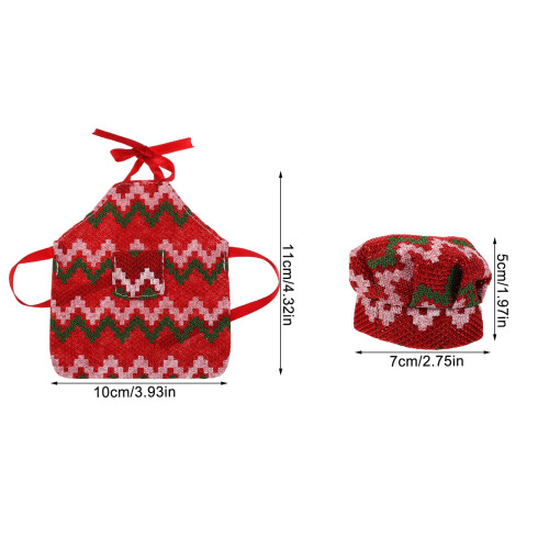 2 Conjuntos Roupas Miniatura Para , Aventais E Chapéus De Natal 1