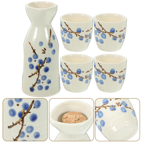 Conjunto De Xícaras De Saquê Cerâmica Com Flor De 2