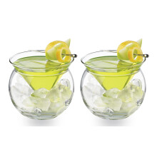 2 Pcs Stemless Martini Glasses with Cooler for Bar Party Wedding