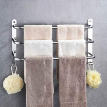 Corrosiebestendig handdoekrek voor de badkamer, roestvrij staal, gemakkelijk schoon te maken, 3 draaibare armen, wandmontage, ruimtebesparend ontwerp