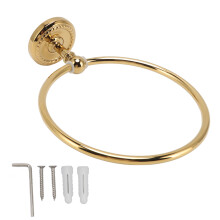 Badkameraccessoire, gepolijste gouden handdoekring, wandmontage met gedraaid patroon voor elegante ruimtes (goudkleurig, duurzame afwerking)