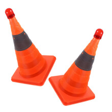 Collapsible LED Traffic Cone 2Pack With Reflective Material And Warning Light Foldable For Easy Storage