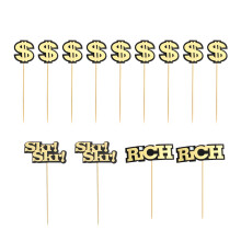 22 Pcs Topper De Bolo Dólar Decoração Aniversário Preto