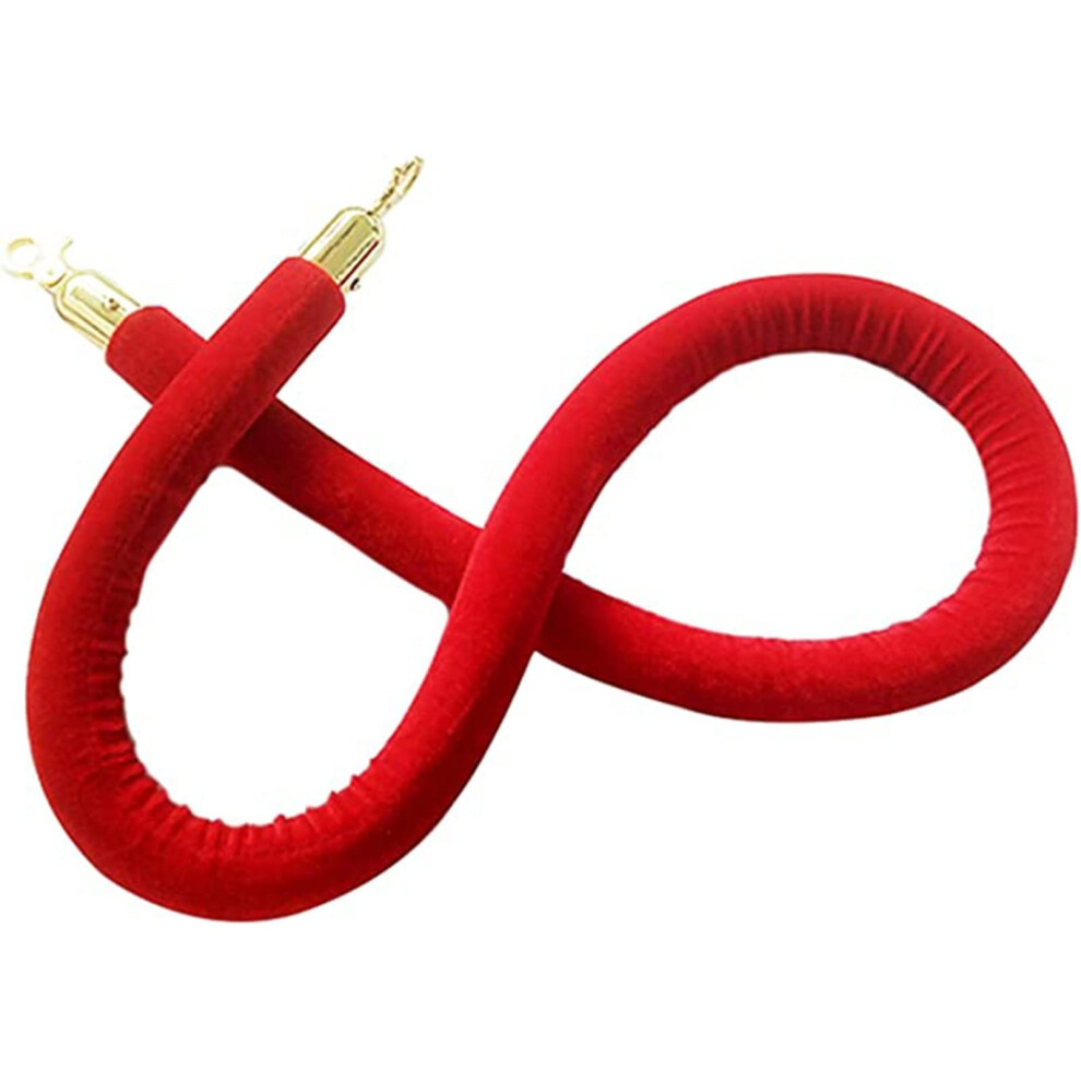 Queue Barrier Rope With Hooks, Green Velvet Rope (Red, 3Ft/90Cm) 9105992512591