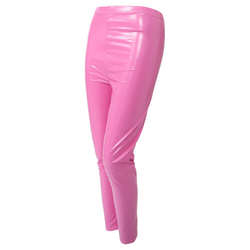 1St Dames Roze PU Broek Elastische Leerlegging Tummy Control
