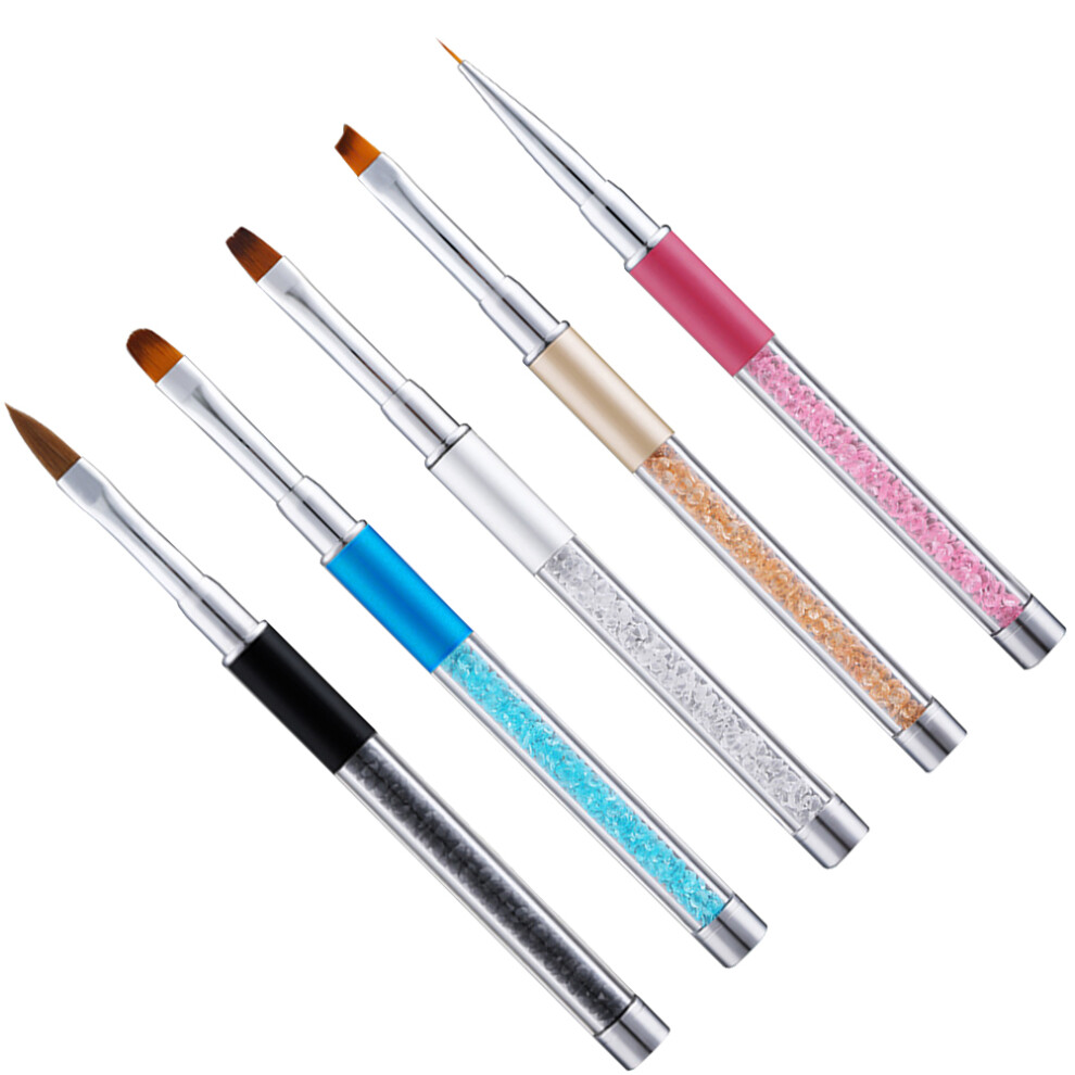 Iplusmile 5Pcs Acrylic Manicure Brushes With Rhinestone Handle For Nail Art