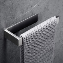 Anillo toallero cuadrado, ahorra espacio, acero inoxidable resistente a la corrosión, montaje con tornillos ocultos, fácil instalación, diseño