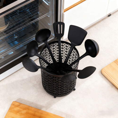 Space Efficient Metal Utensils Organiser For Countertop Storage 1