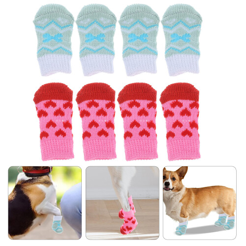 4 pares de antiderrapantes de algodão para cães, inverno 2