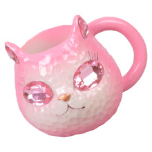 Handmade Resin Geode Cats Face Mugs Crystal Style Unique-Pink