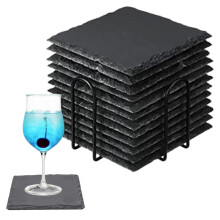 Premium Stone Coaster Collection, Wide Application for Home Bar and Office Use, Easy to Clean Natural Slate Drink Coasters with Heat Insulating Proper