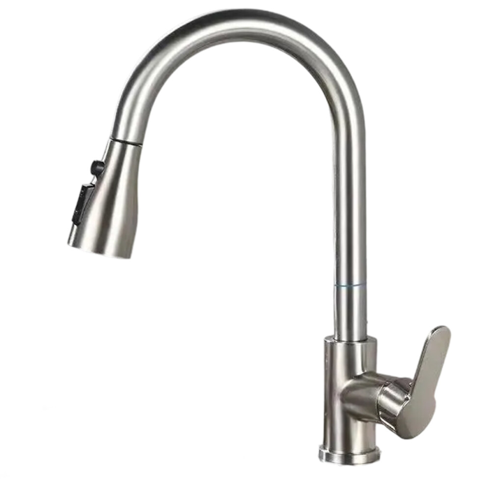 Stainless Steel Kitchen Faucet With Retractable Hose, High Arc Single Handle Pull Down Sprayer With Drip-Free Ceramic Cartridge And 360-Degree Bendabl 9061222338099
