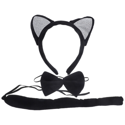 1Conjunto Tiara De Orelhas De E Cauda Preta Para 2