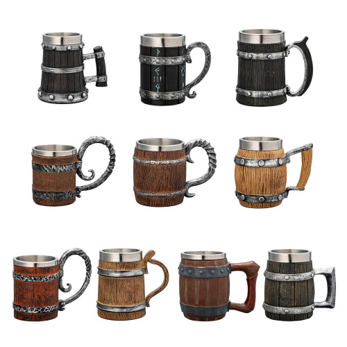 Insulated Nonrust Steel Beer Cup Retro Wood Texture-TypeE 1
