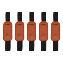 5 stuks lederen pennenhoes met verstelbare elastische band-bruin