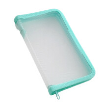 Clear File Storage Pouches Zippered Closure Receipt-Green