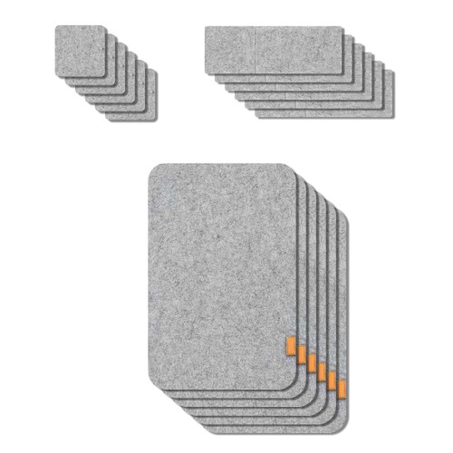 Unique Felt Dining Placemats Set of 6 with Thermal-Light Grey