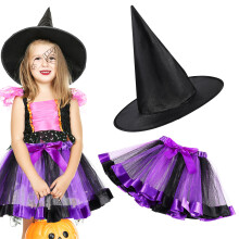 1Set Halloween Hexenhut Violetter Tüllrock Kindercosplay Set