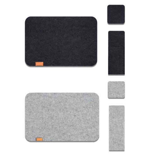 Unique Felt Dining Placemats Set of 6 with Thermal-Light Grey 1