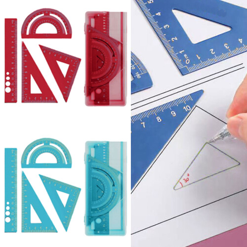 4 Piece Geometry Ruler Set Aluminum Alloy Construction-gold 2