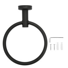 Handdoekring voor wandmontage, moderne stijl, roestvrij staal, corrosiebestendig, eenvoudig te installeren, matzwarte afwerking, roestvrij, draaibaar