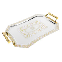 2Stk Rechteckige Aufbewahrungstabletts Gold Hochzeit Dessert