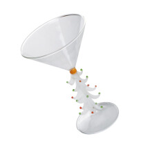 Unique glass in Christmas tree shape for cocktails, martinis, drinking cups for mixologists and enthusiasts White