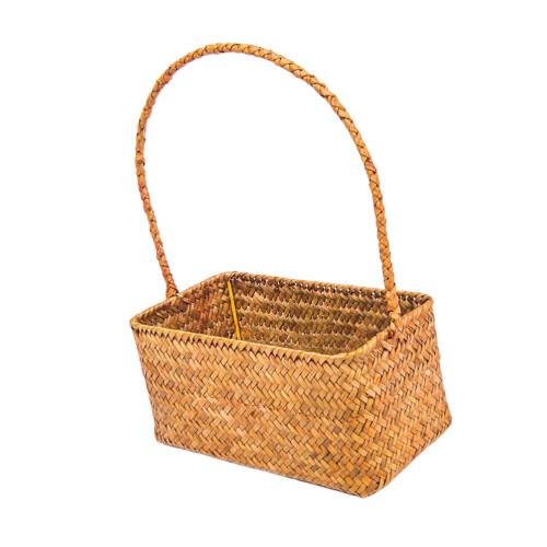 1 Handgemachter Weidenkorb 32,5 Cm Orange 1