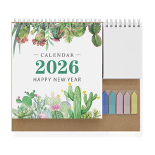 2026 bureaukalender met notitieblok en sticker-K01 Cactus