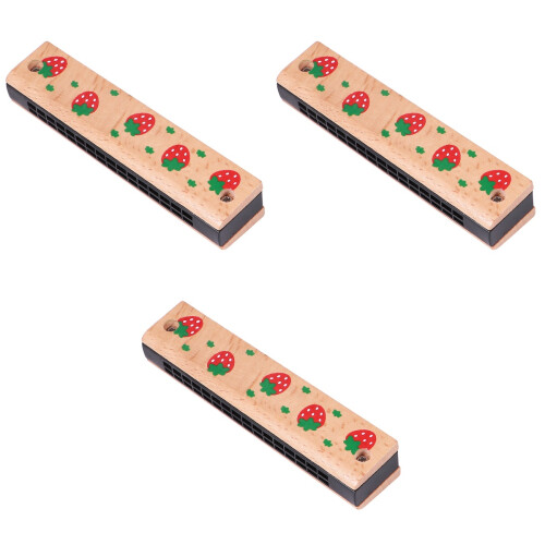 3Ud Armónica Infantil De Madera Premium Con Naturales 2