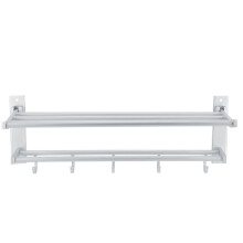 Badkamerplank voor handdoeken en toiletartikelen, met haken. Handdoekrek met plank en 5 haken, wandmontage, roestvrij en corrosiebestendig.