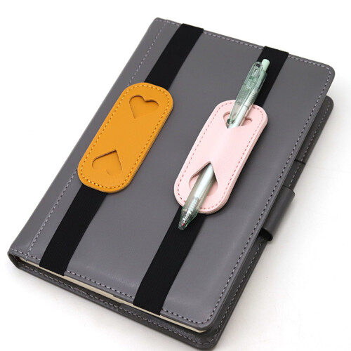 Pochettes à crayons en cuir avec bande élastique réglable,-Jaune 2