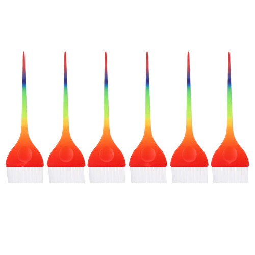 6Pcs Professional Hair Dye Brush With Rainbow Handle