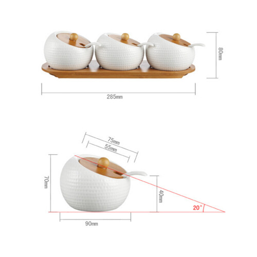 Conjunto De Potinhos Cerâmica Para Temperos Com Tampa De E 2
