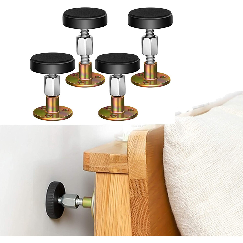 Antishaketool, Adjustable Bed Frame Fixer, Headboard Stoppers For Noiseless Rest, Iron Material With Eva Protection, 4Pcs, 1.26-2.71In, Wallprotector 9060116389056