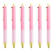 Stylo à bille rétractable pour écriture lisse, 6 pièces,-Rose