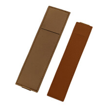 Étui à stylos en cuir, 2 pièces, avec bande élastique-brun