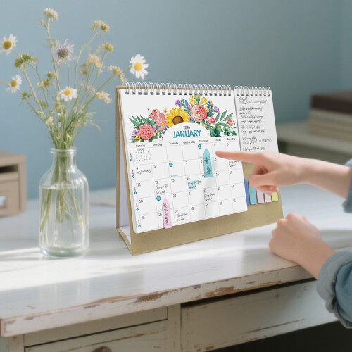 Calendrier de bureau 2026 avec bloc-notes, 12-K04 Ciel étoilé 2