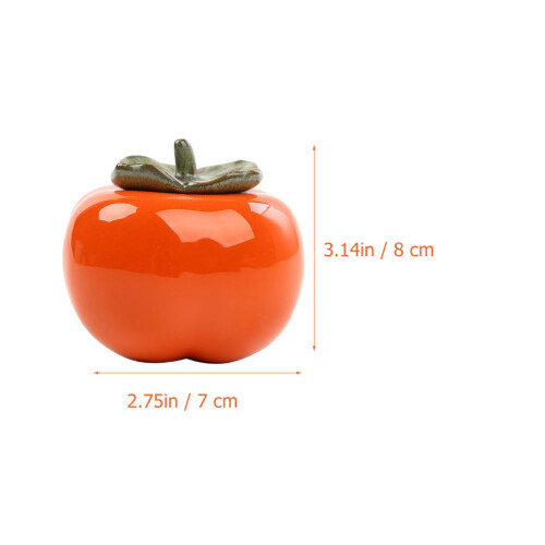 2Pcs Household Ceramic Tea Jars Persimmon Shaped Assorted Colors 2