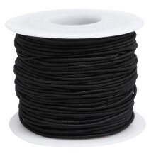 1 Rolo 1,2 Mm 50 M Cordão Elástico Para Colar Pulseira Preto