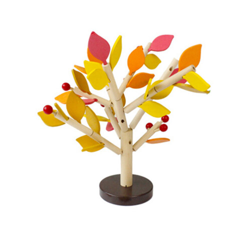 wooden with leaves 3d diy educational toy