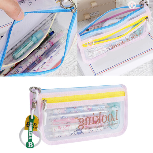 Trousse à crayons de grande capacité, sac à crayons en-Rose 1