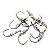 Angel hooks 10pcs high carbon steel spring fishing hooks barbed swivel carp jig (Size:11)