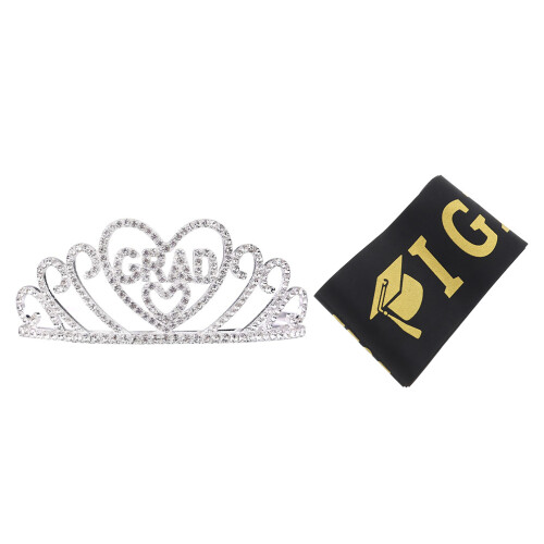 1Set Graduate Tiara and Sash Fabric Party Accessory