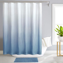 Snyggt set med våffelvävda duschdraperier inklusive badrumsmatta, Ombre för universell storlek, enkel installation och skötsel, 180 x 180 cm