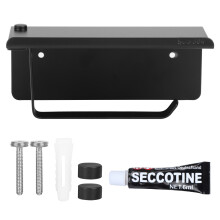 Stilvolles, wandmontiertes Badezimmeraccessoire, Toilettenpapierhalter mit Ablage, Oberfläche aus oxidiertem Aluminium, vielseitig passend für