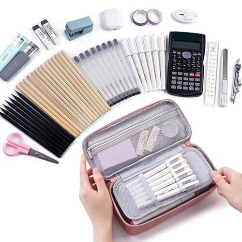 Student Pencil Bag Pencil Case Large Capacity Pen Bag For-Black 2